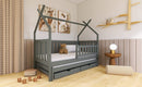 Wooden Single Bed Tytus With Trundle in Graphite Without Mattress