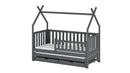 Wooden Single Bed Tytus With Trundle in Graphite Without Mattress