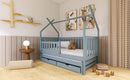 Wooden Single Bed Tytus With Trundle in Grey With Foam/Bonnell Mattress