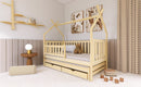 Wooden Single Bed Tytus With Trundle in Pine With Foam Mattress