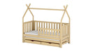 Wooden Single Bed Tytus With Trundle in Pine With Foam Mattress