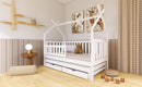 Wooden Single Bed Tytus With Trundle in White Matt With Foam/Bonnell Mattress