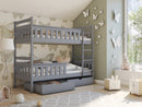 Wooden Bunk Bed Tezo with Storage in Grey Matt with Foam/Bonnell Mattresses