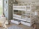 Wooden Bunk Bed Tezo with Storage in White with Foam Mattress