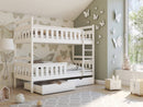 Wooden Bunk Bed Tezo with Storage in White with Foam Mattress