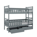 Wooden Bunk Bed Tezo with Storage in Grey Matt with Foam/Bonnell Mattresses