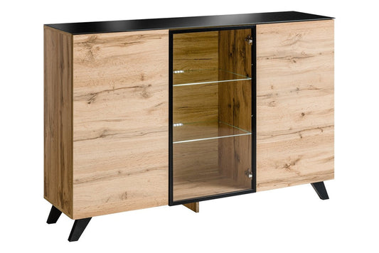 Thin Display Sideboard Cabinet in Oak Wotan