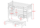 Wooden Bunk Bed Tomi with Trundle and Storage in White Matt With Foam Mattress