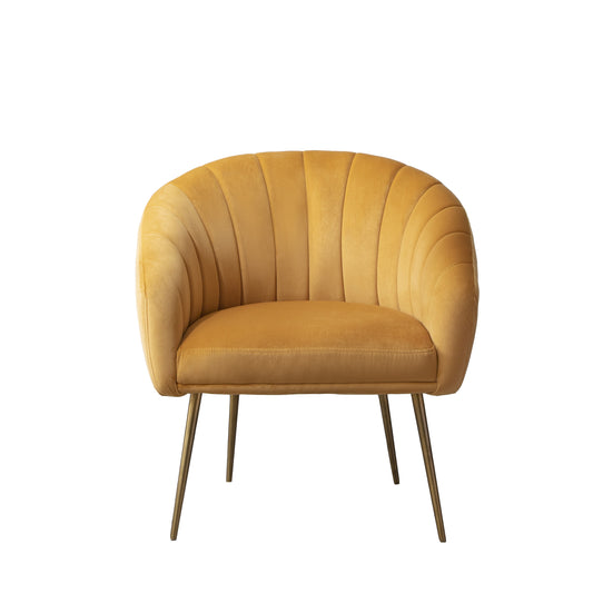 Stylish Velvet Accent Chair for Domestic and Commercial Use in Yellow