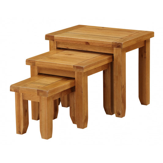 Acorn Solid Oak Nest of Tables - 630W x 430D x 500H