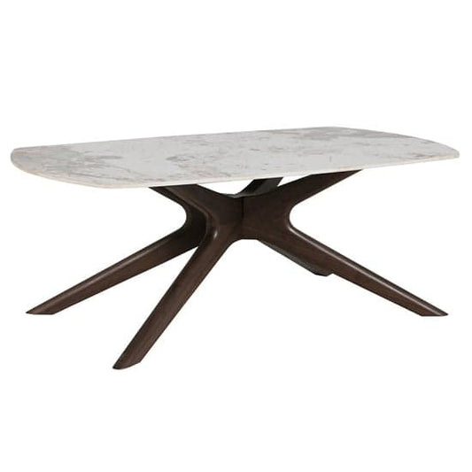 Adria Ceramic Coffee Table With Brown Walnut Legs