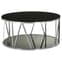 Alvara Round Black Glass Top Coffee Table With Chrome Frame