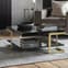 Amana Glass Top Coffee Table In Black With Golden Metal Frame