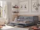 Wooden Double Bed Amelka with Trundle and Storage in Grey Matt With Foam Mattress