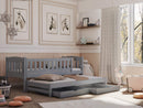 Wooden Double Bed Amelka with Trundle and Storage in Grey Matt With Foam Mattress