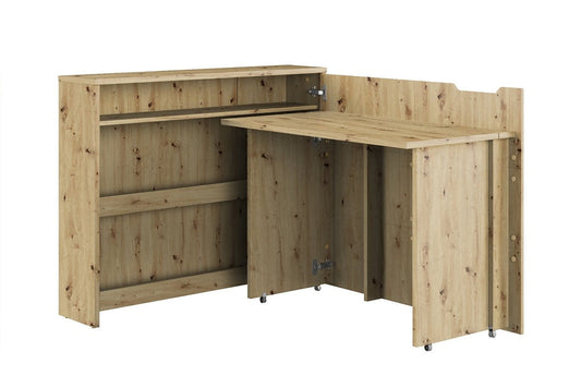 Work Concept Convertible Hidden Desk With Storage in Oak Artisan [RIGHT]