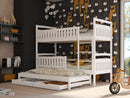 Wooden Bunk Bed Blanka with Trundle and Storage in White Matt Without Mattress