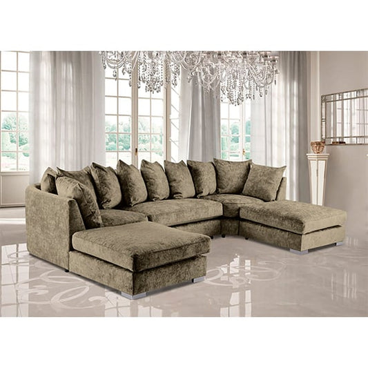 Boise U-Shape Chenille Fabric Corner Sofa In Mink