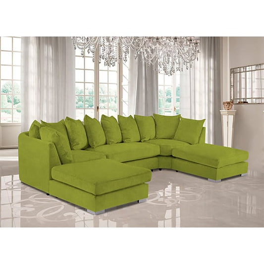 Boise U-Shape Plush Velvet Corner Sofa In Lemon