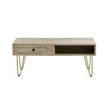 Light Gold Rectangular Coffee Table with Drawer