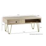 Light Gold Rectangular Coffee Table with Drawer