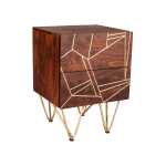 Dark Gold 2 Drawer Side Table