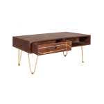 Dark Gold Rectangular Coffee Table with Drawer