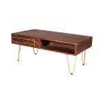 Dark Gold Rectangular Coffee Table with Drawer