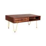 Dark Gold Rectangular Coffee Table with Drawer