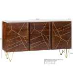 Dark Gold Extra Large Sideboard 3 Drawers and 2 Doors