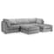 Burton Velvet Fullback U Shape Corner Sofa In Platinum