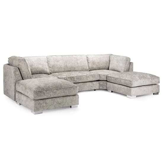 Burton Velvet Fullback U Shape Corner Sofa In Truffle