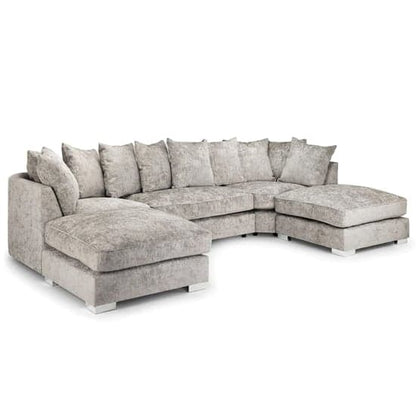 Burton Velvet Scatterback U Shape Corner Sofa In Truffle