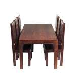 Toko Dark Mango 6 FT Dining Set with Wooden Chairs