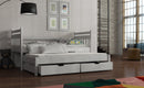 Wooden Double Bed Daniel with Trundle and Storage in White Matt With Foam/Bonnell Mattress