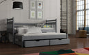 Wooden Double Bed Daniel with Trundle and Storage in Grey Matt Without Mattress