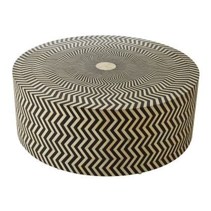 Diadem Round Wooden Coffee Table In Black And White