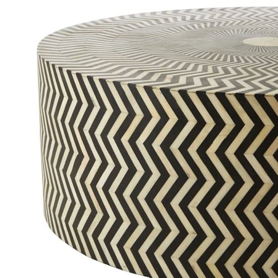 Diadem Round Wooden Coffee Table In Black And White