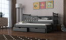 Wooden Bed Dominik with Trundle and Storage in Graphite With Foam/Bonnell Mattress