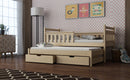 Wooden Bed Dominik with Trundle and Storage in Pine With Foam/Bonnell Mattress