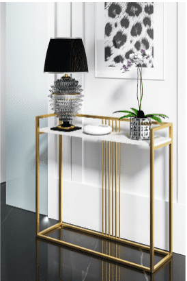 ELAINE White Laminate Marble Effect Console side table