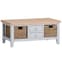 Elkin Wooden Coffee Table With 4 Drawers In Oak And Grey