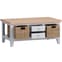 Elkin Wooden Coffee Table With 4 Drawers In Oak And Grey