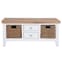 Elkin Wooden Coffee Table With 4 Drawers In Oak And White