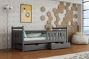 Wooden Single Bed Emma With Storage in Graphite With Bonnell Mattress