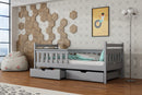 Wooden Single Bed Emma With Storage in Grey Matt With Bonnell Mattress