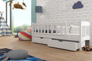 Wooden Single Bed Gucio with Storage in White Matt With Faom/Bonnell Mattress