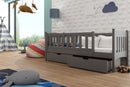 Wooden Single Bed Gucio with Storage in Graphite Without Mattress