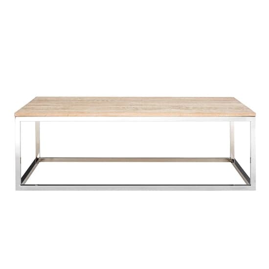 Hampro Wooden Coffee Table With Silver Frame In Natural