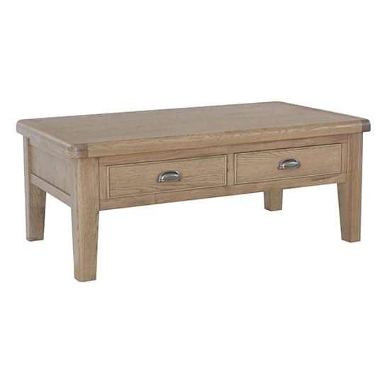 Hants Wooden 2 Drawers Coffee Table In Smoked Oak